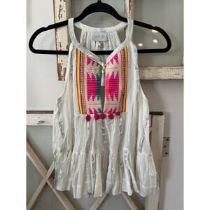 NWT Saylor size XS boho tank top metallic threads